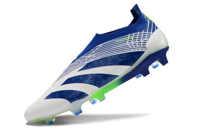Adidas Predator+ 24 Elite Laceless FG Football Boots - White/Blue/Yellow