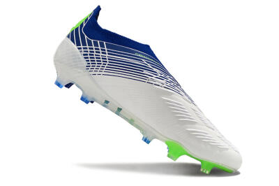 Adidas Predator+ 24 Elite Laceless FG Football Boots - White/Blue/Yellow