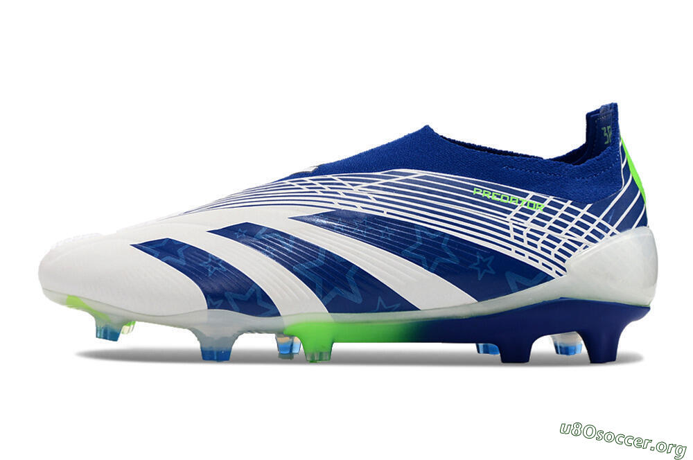 Adidas Predator+ 24 Elite Laceless FG Football Boots - White/Blue/Yellow 3