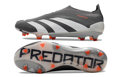 Adidas Predator+ 24 Elite Laceless FG Football Boots - Grey/White/Orange