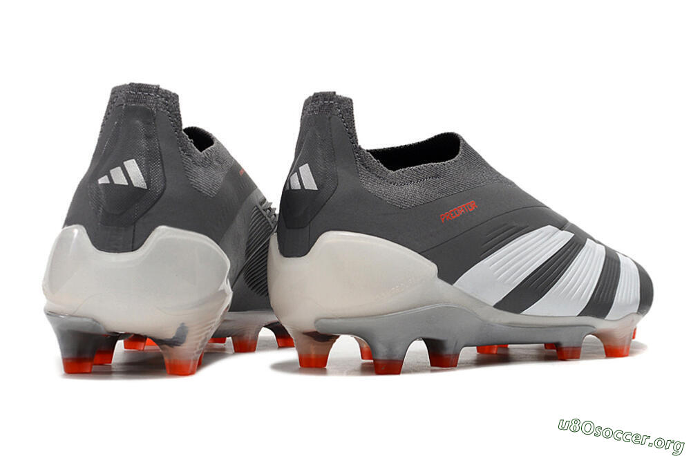 Adidas Predator+ 24 Elite Laceless FG Football Boots - Grey/White/Orange 6