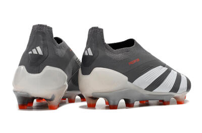 Adidas Predator+ 24 Elite Laceless FG Football Boots - Grey/White/Orange