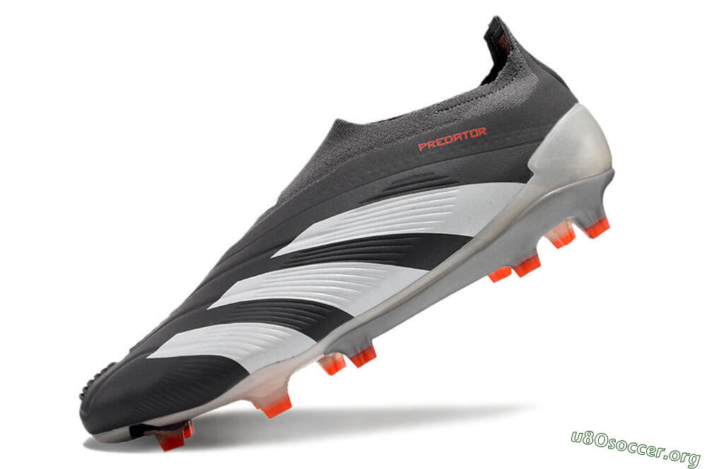Adidas Predator+ 24 Elite Laceless FG Football Boots - Grey/White/Orange 5