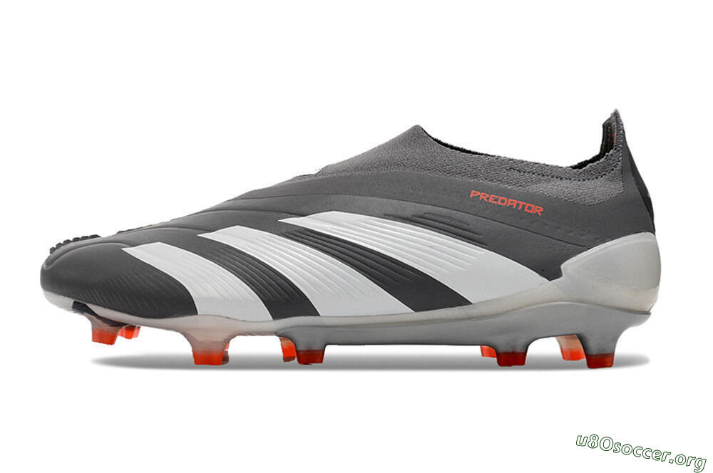 Adidas Predator+ 24 Elite Laceless FG Football Boots - Grey/White/Orange 3
