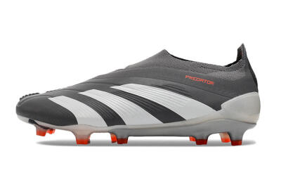 Adidas Predator+ 24 Elite Laceless FG Football Boots - Grey/White/Orange