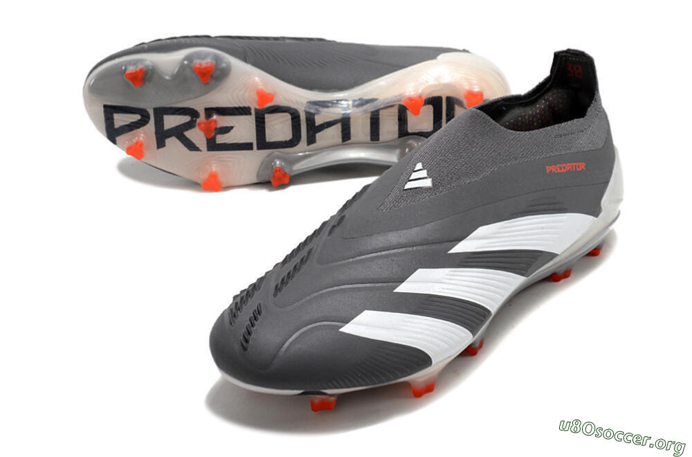 Adidas Predator+ 24 Elite Laceless FG Football Boots - Grey/White/Orange 0