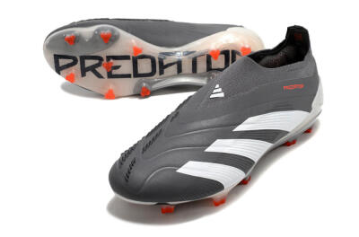 Adidas Predator+ 24 Elite Laceless FG Football Boots - Grey/White/Orange