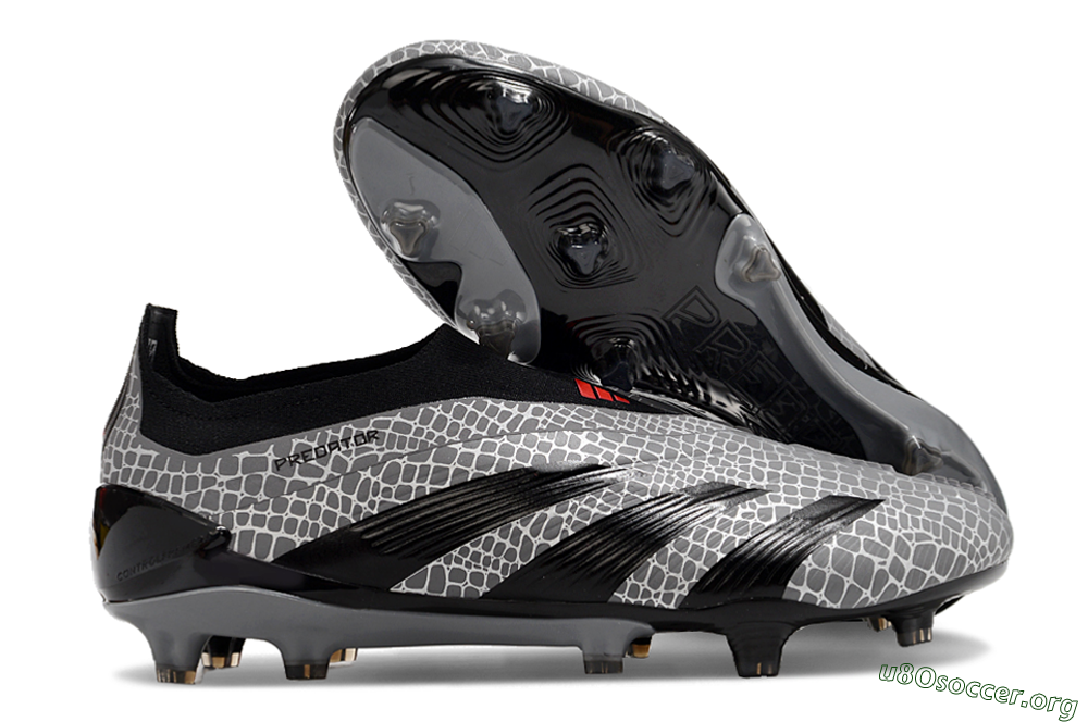 Adidas Predator+ 24 Elite Laceless FG Football Boots - Grey/Black/Red 2