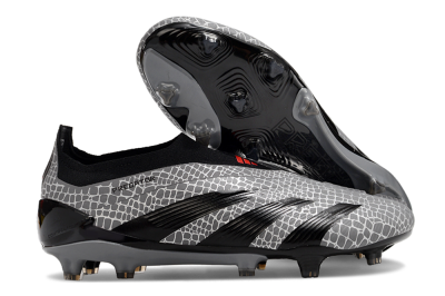 Adidas Predator+ 24 Elite Laceless FG Football Boots - Grey/Black/Red
