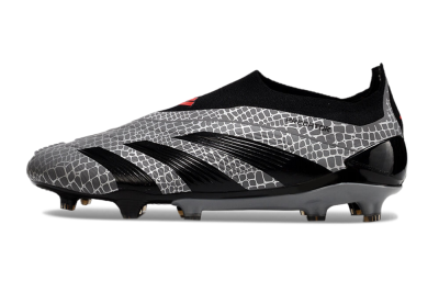 Adidas Predator+ 24 Elite Laceless FG Football Boots - Grey/Black/Red