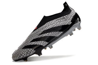 Adidas Predator+ 24 Elite Laceless FG Football Boots - Grey/Black/Red