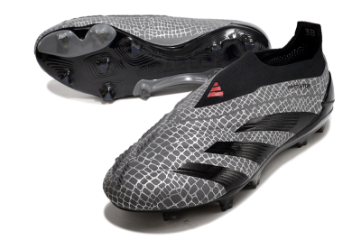 Adidas Predator+ 24 Elite Laceless FG Football Boots - Grey/Black/Red