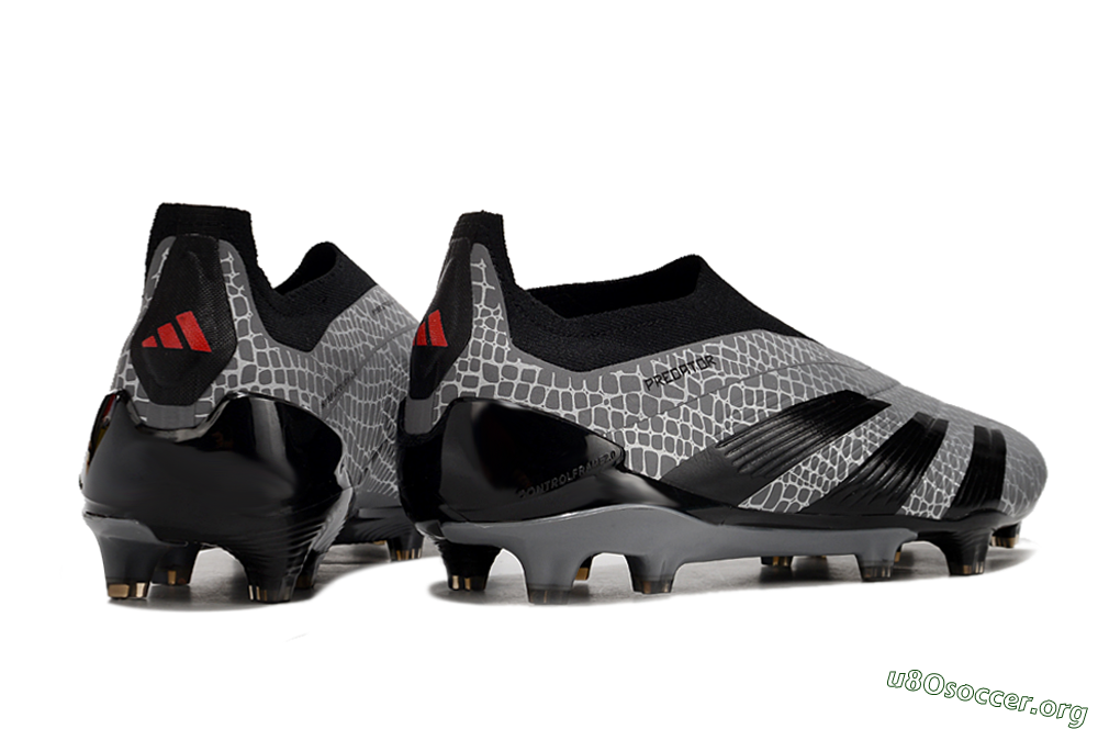 Adidas Predator+ 24 Elite Laceless FG Football Boots - Grey/Black/Red 6