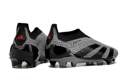 Adidas Predator+ 24 Elite Laceless FG Football Boots - Grey/Black/Red