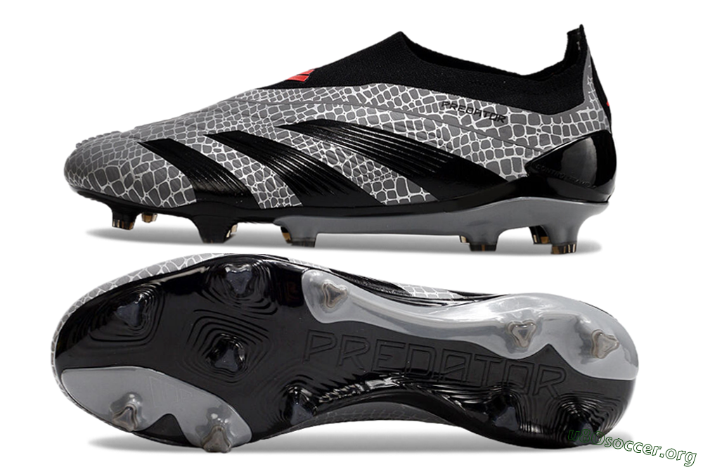 Adidas Predator+ 24 Elite Laceless FG Football Boots - Grey/Black/Red 1