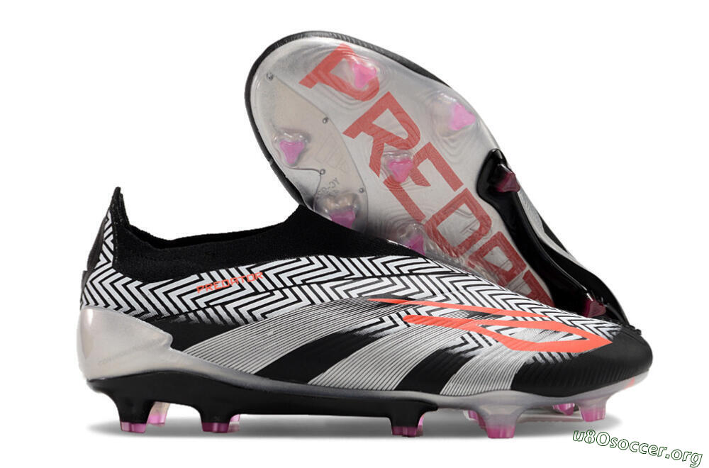 Adidas Predator+ 24 Elite Laceless FG Football Boots - White/Black/Silver 2