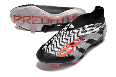 Adidas Predator+ 24 Elite Laceless FG Football Boots - White/Black/Silver