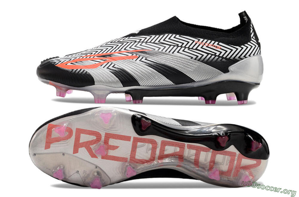 Adidas Predator+ 24 Elite Laceless FG Football Boots - White/Black/Silver 1
