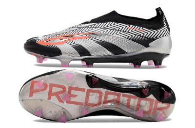 Adidas Predator+ 24 Elite Laceless FG Football Boots - White/Black/Silver