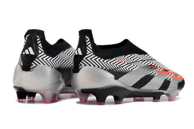 Adidas Predator+ 24 Elite Laceless FG Football Boots - White/Black/Silver