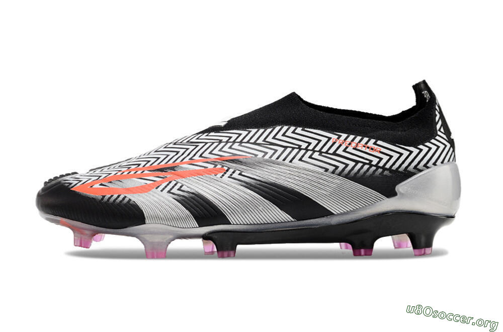 Adidas Predator+ 24 Elite Laceless FG Football Boots - White/Black/Silver 3