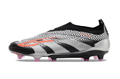 Adidas Predator+ 24 Elite Laceless FG Football Boots - White/Black/Silver
