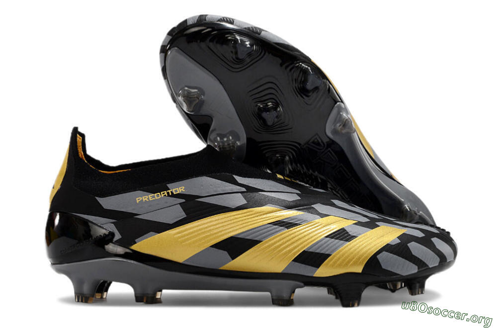 Adidas Predator+ 24 Elite Laceless FG Football Boots - Grey/Black/Gold 2