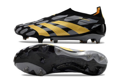 Adidas Predator+ 24 Elite Laceless FG Football Boots - Grey/Black/Gold