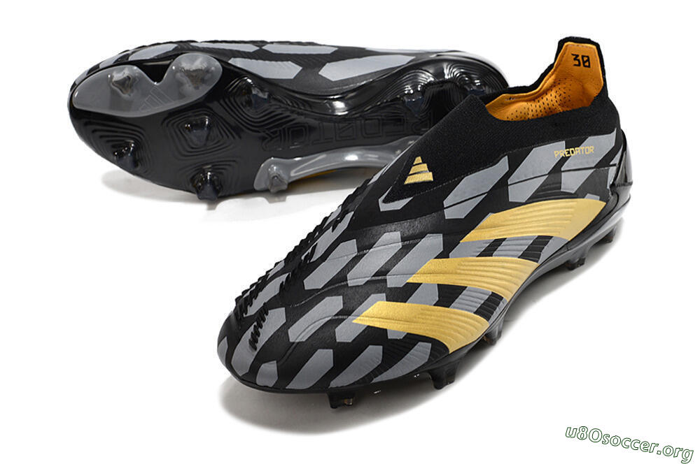 Adidas Predator+ 24 Elite Laceless FG Football Boots - Grey/Black/Gold 0