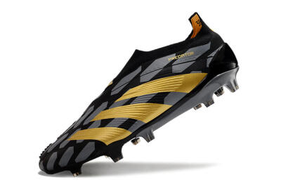 Adidas Predator+ 24 Elite Laceless FG Football Boots - Grey/Black/Gold