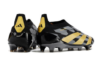 Adidas Predator+ 24 Elite Laceless FG Football Boots - Grey/Black/Gold