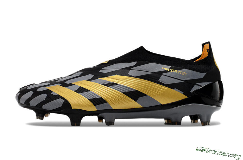 Adidas Predator+ 24 Elite Laceless FG Football Boots - Grey/Black/Gold 3