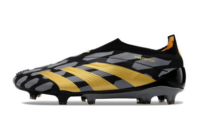 Adidas Predator+ 24 Elite Laceless FG Football Boots - Grey/Black/Gold