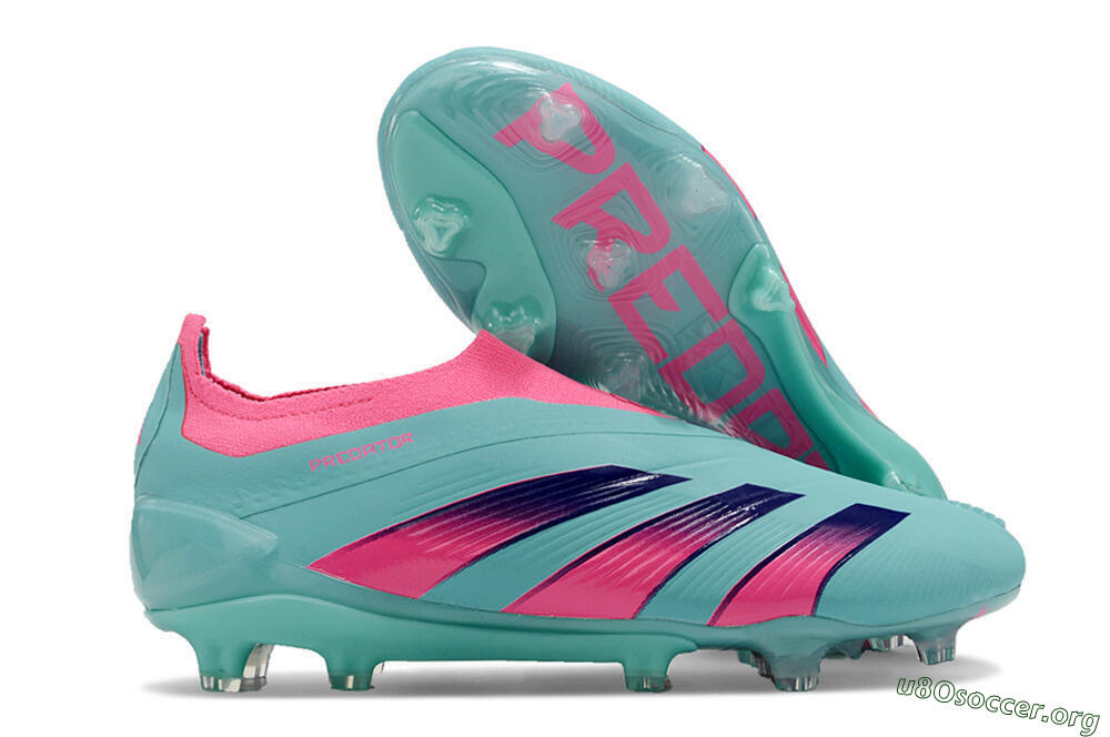 Adidas Predator+ 24 Elite Laceless FG Football Boots - Jade/Pink/Purple 2