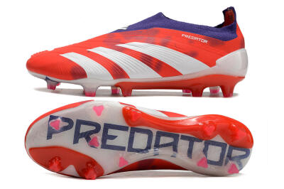 Adidas Predator+ 24 Elite Laceless FG Football Boots - Red/White/Purple