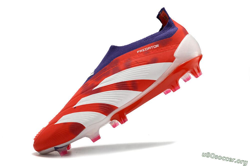 Adidas Predator+ 24 Elite Laceless FG Football Boots - Red/White/Purple 5