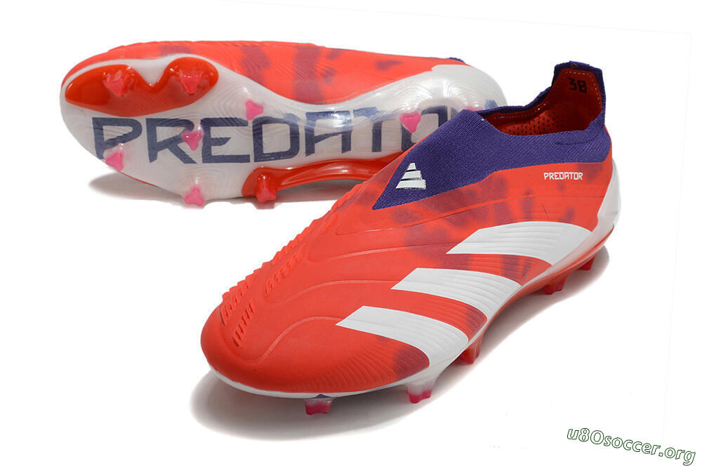 Adidas Predator+ 24 Elite Laceless FG Football Boots - Red/White/Purple 0
