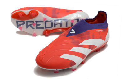 Adidas Predator+ 24 Elite Laceless FG Football Boots - Red/White/Purple