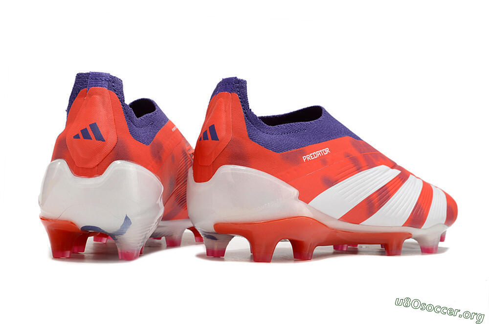 Adidas Predator+ 24 Elite Laceless FG Football Boots - Red/White/Purple 6