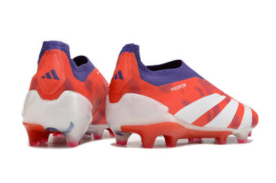 Adidas Predator+ 24 Elite Laceless FG Football Boots - Red/White/Purple
