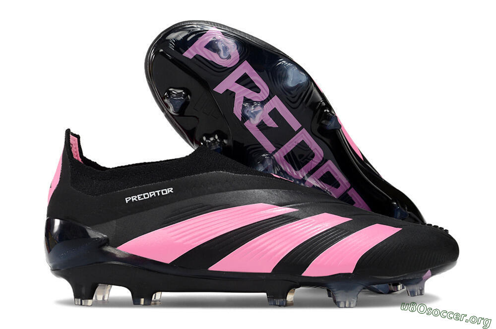 Adidas Predator+ 24 Elite Laceless FG Football Boots - Black/Pink 2