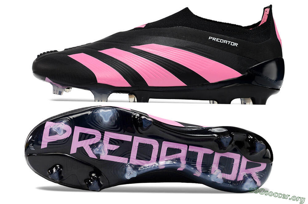 Adidas Predator+ 24 Elite Laceless FG Football Boots - Black/Pink 1