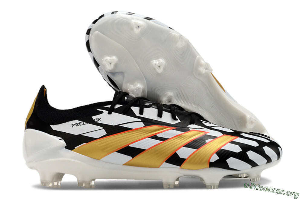 Adidas Predator 24 Elite FG Football Boots - White/Black/Gold 2