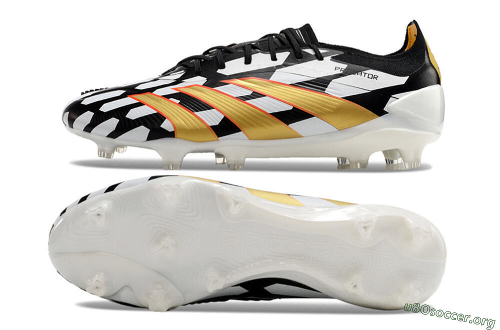 Adidas Predator 24 Elite FG Football Boots - White/Black/Gold 1