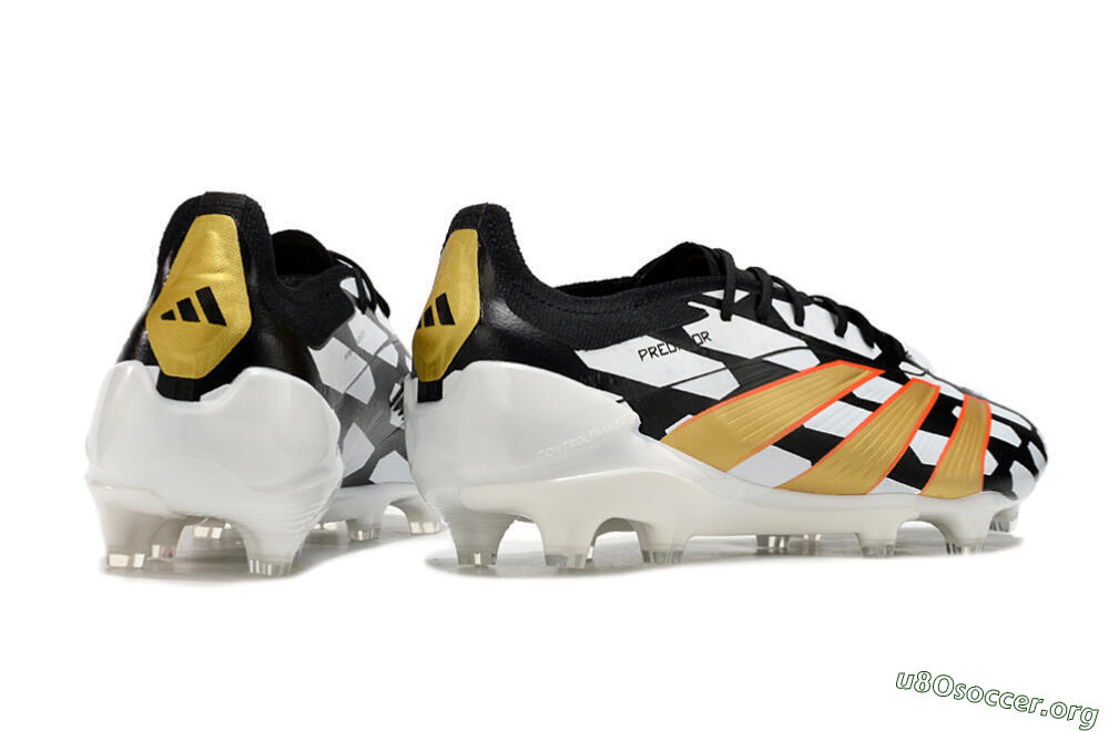 Adidas Predator 24 Elite FG Football Boots - White/Black/Gold 6