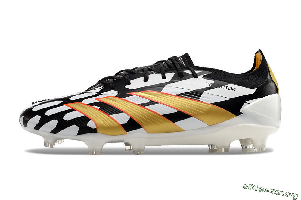 Adidas Predator 24 Elite FG Football Boots - White/Black/Gold 3