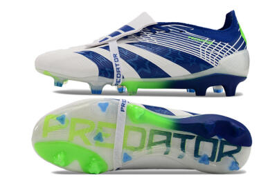Adidas Predator Elite Foldover Tongue FG Football Boots - White/Blue/Green
