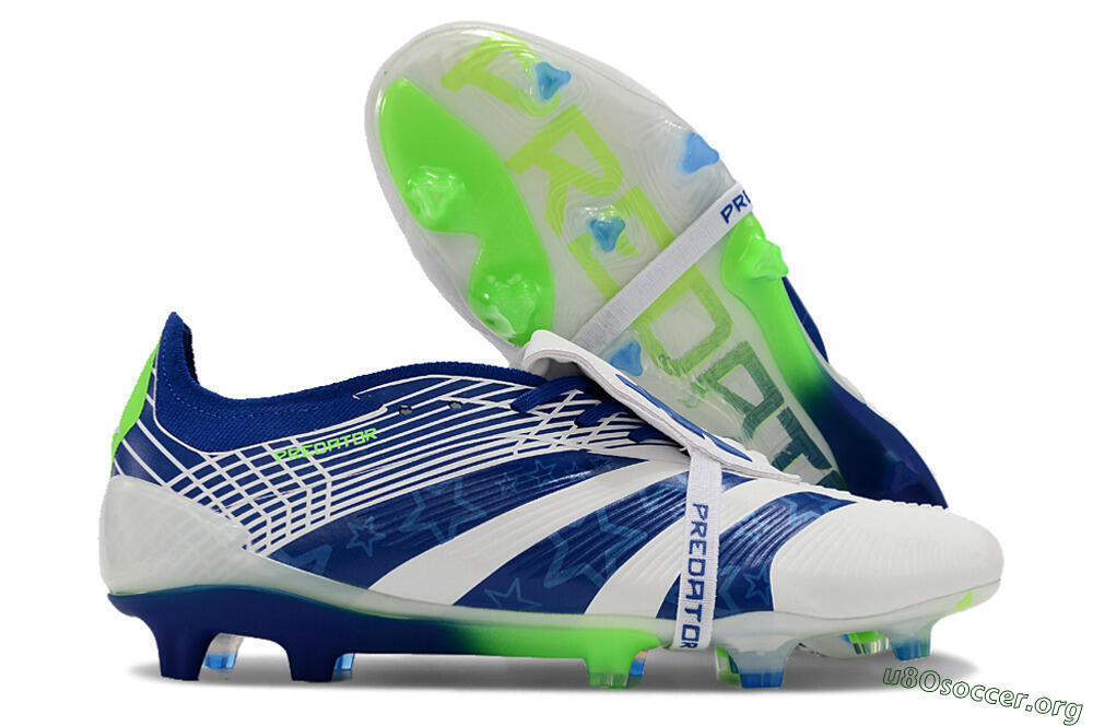 Adidas Predator Elite Foldover Tongue FG Football Boots - White/Blue/Green 2