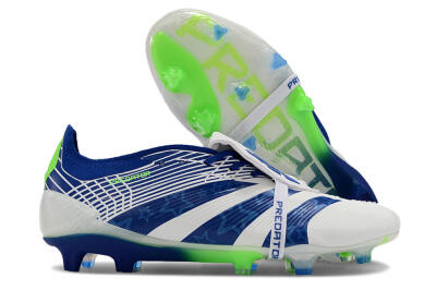 Adidas Predator Elite Foldover Tongue FG Football Boots - White/Blue/Green