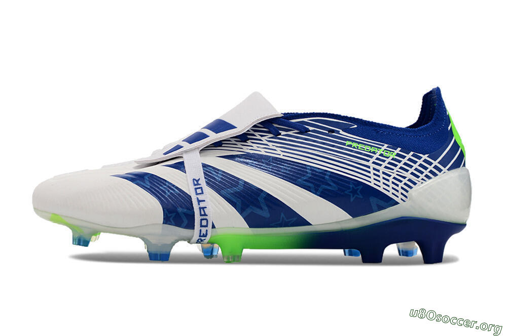 Adidas Predator Elite Foldover Tongue FG Football Boots - White/Blue/Green 3